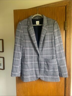 GAP Black & White Glen Plaid Tailored Blazer